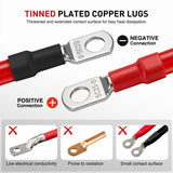 Nilight 2PCS 4 AWG 12 Inch Golf Cart Battery Cable Kit Pure Copper for EZGO TXT | Heavy Duty Pure Copper AC/DC Wire Kits with Tinned Copper Lugs for 36V/48V EZGO TXT 1994-up, view 6