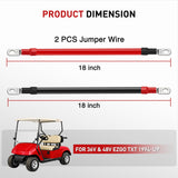 Nilight 2PCS 4 AWG 18 Inch Golf Cart Battery Cable Kit Pure Copper for EZGO TXT | Heavy Duty Pure Copper AC/DC Wire Kits with Tinned Copper Lugs for 36V/48V EZGO TXT 1994-up, view 2