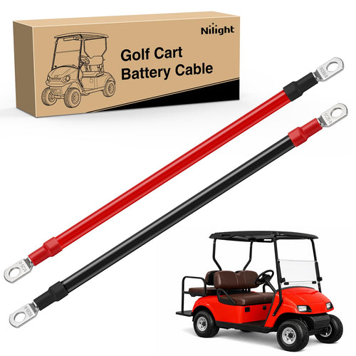 Nilight 2PCS 4 AWG 24 Inch Golf Cart Battery Cable Kit Pure Copper for EZGO TXT | Heavy Duty Pure Copper AC/DC Wire Kits with Tinned Copper Lugs for 36V/48V EZGO TXT 1994-up