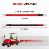 Nilight 2PCS 4 AWG 24 Inch Golf Cart Battery Cable Kit Pure Copper for EZGO TXT | Heavy Duty Pure Copper AC/DC Wire Kits with Tinned Copper Lugs for 36V/48V EZGO TXT 1994-up, view 2
