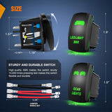 Nilight 2Pcs 5Pin Laser On/Off Led Light Bar Rear Lights Rocker Switch Green, view 2