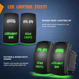 Nilight 2Pcs 5Pin Laser On/Off Led Light Bar Rear Lights Rocker Switch Green, view 3