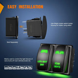 Nilight 2Pcs 5Pin Laser On/Off Led Light Bar Rear Lights Rocker Switch Green, view 4