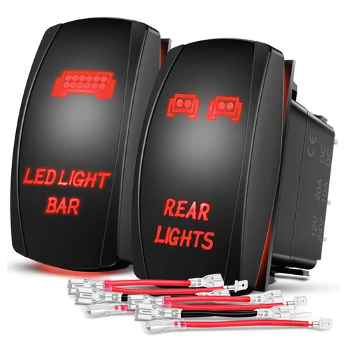 Nilight 2Pcs 5Pin Laser On/Off Led Light Bar Rear Lights Rocker Switch Red