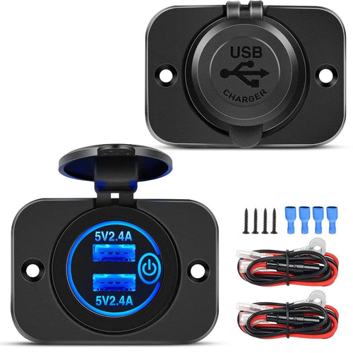 Nilight 2Pcs 5V 4.8A Dual USB Output Car Charger with LED Voltmeter