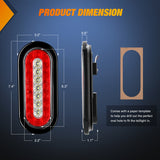 Nilight 2PCS 6Inch Oval LED Trailer Tail Lights Red White 23LEDs w/Flush Surface Mount Grommets IP67 Waterproof Stop Brake Running Reverse Backup Light for Trucks RV, view 2