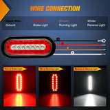 Nilight 2PCS 6Inch Oval LED Trailer Tail Lights Red White 23LEDs w/Flush Surface Mount Grommets IP67 Waterproof Stop Brake Running Reverse Backup Light for Trucks RV, view 3