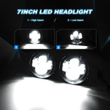 Nilight 2PCS 7 Inch LED Headlight Compatible with Jeep 2PCS 4 Inch LED Fog Light for Jeep Wrangler 97-17 JK LJ CJ, view 4