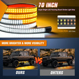 Nilight 2PCS 70 Inch Emergency Strobe Light Strip 1125 LED Running Board Lights Amber White Flexible Side Flashing Warning Caution Safety Waterproof for Truck Construction Vehicles Pickup, view 3