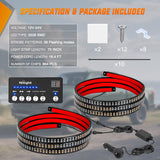 Nilight 2PCS 70 Inch Emergency Strobe Light Strip with Controller 864 LED Amber Green Running Board Lights Flexible Side Flashing Warning Caution Safety Waterproof for Truck Construction Pickup, view 6