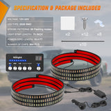 Nilight 2PCS 70 Inch Emergency Strobe Light Strip with Controller 864 LED Amber White Running Board Lights Flexible Side Flashing Warning Caution Safety Waterproof for Truck Construction Pickup, view 6