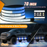 Nilight 2PCS 70 Inch Emergency Strobe Light Strip with Controller 864 LED Blue White Running Board Lights Flexible Side Flashing Warning Caution Safety Waterproof for Truck Construction Pickup, view 3