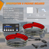 Nilight 2PCS 70 Inch Emergency Strobe Light Strip with Controller 864 LED Blue White Running Board Lights Flexible Side Flashing Warning Caution Safety Waterproof for Truck Construction Pickup, view 6