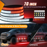 Nilight 2PCS 70 Inch Emergency Strobe Light Strip with Controller 864 LED Red White Running Board Lights Flexible Side Flashing Warning Caution Safety Waterproof for Truck Construction Pickup, view 3