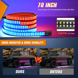 Nilight 2PCS 70 Inch Emergency Strobe Lights Strip 1125 LED Running Board Marker Light Red Blue Flexible Side Flashing Warning Caution Safety Waterproof for Truck Construction Vehicles Pickup, view 3