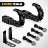 Nilight 2Pcs Bolt-On Tow Hooks with Spring Clip 10,000LBS 2Pcs Black Forged Recovery Tow Hooks Compatible with Jeep Ford Dodge Chevy GMC Toyota Pickup Truck, view 2