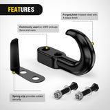 Nilight 2Pcs Bolt-On Tow Hooks with Spring Clip 10,000LBS 2Pcs Black Forged Recovery Tow Hooks Compatible with Jeep Ford Dodge Chevy GMC Toyota Pickup Truck, view 4