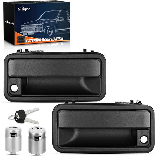 Nilight 2PCS Exterior Car Door Handle Front Left Right with Lock Cylinder for 1988 89 90 91 92 93 94 Chevy,1992-1994 GMC Yukon C1500 C2500 C3500 K1500 K2500 K3500 Replaces#15742229,15742230,GM1310172