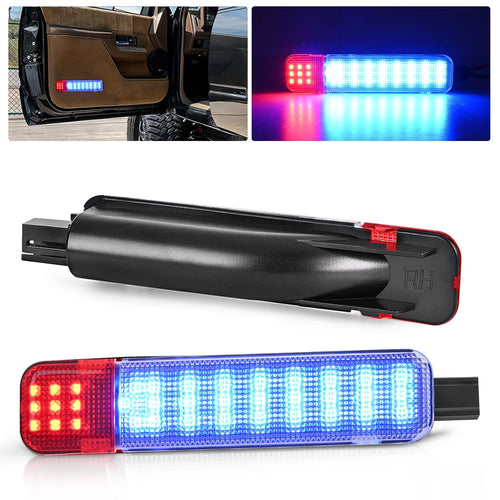Nilight 2PCS LED Interior Door Panel Light Courtesy Warning Lights Blue Red Plug and Play Compatible with Chevy GMC C/K Silverado Sierra 1500 2500 3500 HD Suburban Cadillac Escalade Hummer H2