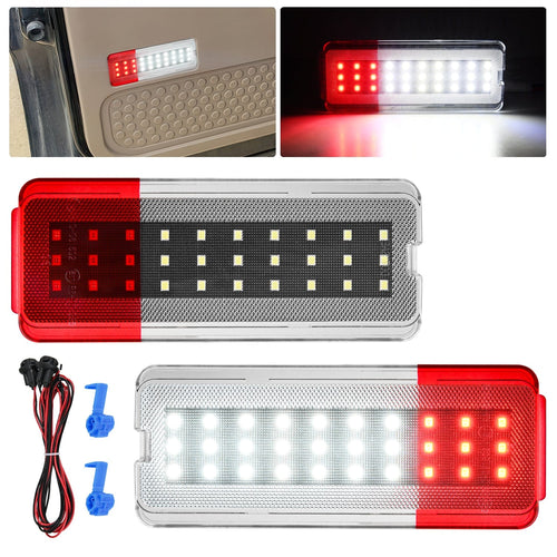 Nilight 2PCS LED Interior Door Panel Light Courtesy Warning Lights White Red Plug and Play Compatible with Ford F250 F350 F450 F550 Super Duty 1999-2007 Excursion 2000-2005