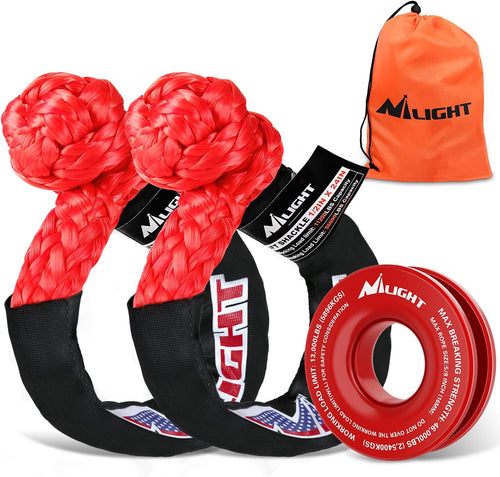 Nilight 2PCS Synthetic Soft Shackle 1/2 Inch x 24 Inch & Recovery Ring Kit - 56,000 LBS Shackle Breaking Strength with 46,000 LBS MBS Snatch Pulley for 4x4 Truck SUV ATV UTV Off-Road Vehicle Extraction (Red)