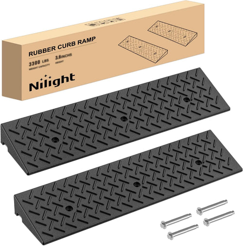 Nilight 3.2 Inch Rise Curb Ramps, Heavy Duty Rubber Driveway Threshold Shed Ramp for Sidewalk Cars Lawn Mower Wheelchairs Motorcycles, 3300lbs Load Capacity