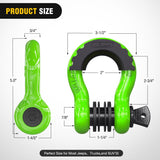 Nilight 3/4 Inch D Ring Anti-Theft Shackle Tow Hook Jeep Truck SUV ATV UTV | Off Road Recovery Gear 19T 41,887 lbs Break Strength 4.75T WLL Rust-Resistant Anti-Rattle Isolators Heavy Duty Green 2pack, view 2