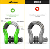 Nilight 3/4 Inch D Ring Anti-Theft Shackle Tow Hook Jeep Truck SUV ATV UTV | Off Road Recovery Gear 19T 41,887 lbs Break Strength 4.75T WLL Rust-Resistant Anti-Rattle Isolators Heavy Duty Green 2pack, view 3