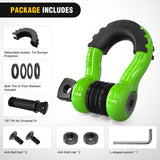 Nilight 3/4 Inch D Ring Anti-Theft Shackle Tow Hook Jeep Truck SUV ATV UTV | Off Road Recovery Gear 19T 41,887 lbs Break Strength 4.75T WLL Rust-Resistant Anti-Rattle Isolators Heavy Duty Green 2pack, view 4