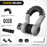 Nilight 3/4 Inch D Ring Anti-Theft Shackle Tow Hook Jeep Truck SUV ATV UTV | Off Road Recovery Gear 19T 41,887 lbs Break Strength 4.75T WLL Rust-Resistant Anti-Rattle Isolators Heavy Duty Grey 2pack, view 4