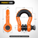 Nilight 3/4 Inch D Ring Anti-Theft Shackle Tow Hook Jeep Truck SUV ATV UTV | Off Road Recovery Gear 19T 41,887 lbs Break Strength 4.75T WLL Rust-Resistant Anti-Rattle Isolators Heavy Duty Orange 2pack, view 2