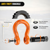 Nilight 3/4 Inch D Ring Anti-Theft Shackle Tow Hook Jeep Truck SUV ATV UTV | Off Road Recovery Gear 19T 41,887 lbs Break Strength 4.75T WLL Rust-Resistant Anti-Rattle Isolators Heavy Duty Orange 2pack, view 5
