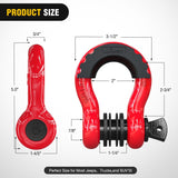 Nilight 3/4 Inch D Ring Anti-Theft Shackle Tow Hook Jeep Truck SUV ATV UTV | Off Road Recovery Gear 19T 41,887 lbs Break Strength 4.75T WLL Rust-Resistant Anti-Rattle Isolators Heavy Duty Red 2pack, view 2