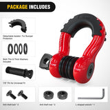Nilight 3/4 Inch D Ring Anti-Theft Shackle Tow Hook Jeep Truck SUV ATV UTV | Off Road Recovery Gear 19T 41,887 lbs Break Strength 4.75T WLL Rust-Resistant Anti-Rattle Isolators Heavy Duty Red 2pack, view 4