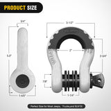 Nilight 3/4 Inch D Ring Anti-Theft Shackle Tow Hook Jeep Truck SUV ATV UTV | Off Road Recovery Gear 19T 41,887 lbs Break Strength 4.75T WLL Rust-Resistant Anti-Rattle Isolators Heavy Duty White 2pack, view 2