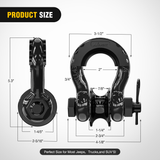 Nilight 3/4 inch D-Ring Shackle with Towing Pulley Black (Pair), view 2