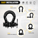 Nilight 3/4 inch D-Ring Shackle with Towing Pulley Black (Pair), view 4