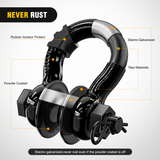 Nilight 3/4 inch D-Ring Shackle with Towing Pulley Black (Pair), view 6