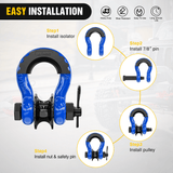 Nilight 3/4 inch D-Ring Shackle with Towing Pulley Blue (Pair), view 4
