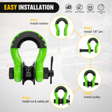 Nilight 3/4 inch D-Ring Shackle with Towing Pulley Green (Pair), view 4
