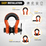 Nilight 3/4 inch D-Ring Shackle with Towing Pulley Orange (Pair), view 4