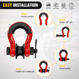 Nilight 3/4 inch D-Ring Shackle with Towing Pulley Red (Pair), view 4