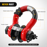 Nilight 3/4 inch D-Ring Shackle with Towing Pulley Red (Pair), view 6