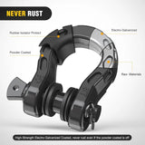 Nilight 3/4 inch Mega D-Ring Shackle With 7/8 inch Screw Pin 68000LBS Black (Pair), view 3