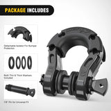 Nilight 3/4 inch Mega D-Ring Shackle With 7/8 inch Screw Pin 68000LBS Black (Pair), view 4