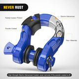 Nilight 3/4 inch Mega D-Ring Shackle With 7/8 inch Screw Pin 68000LBS Blue (Pair), view 3