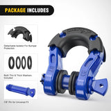 Nilight 3/4 inch Mega D-Ring Shackle With 7/8 inch Screw Pin 68000LBS Blue (Pair), view 4
