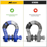 Nilight 3/4 inch Mega D-Ring Shackle With 7/8 inch Screw Pin 68000LBS Blue (Pair), view 5