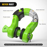 Nilight 3/4 inch Mega D-Ring Shackle With 7/8 inch Screw Pin 68000LBS Green (Pair), view 3