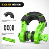 Nilight 3/4 inch Mega D-Ring Shackle With 7/8 inch Screw Pin 68000LBS Green (Pair), view 4
